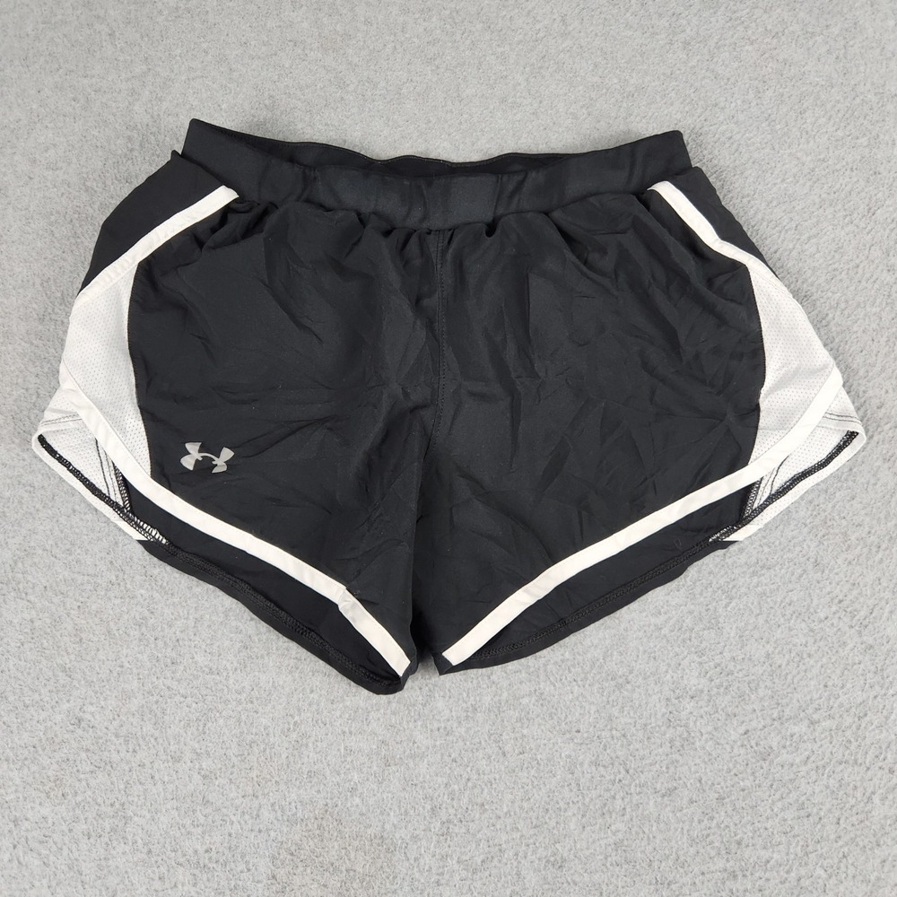 Under Armour Fly-By 2.0 Running Shorts Womens Small Black HeatGear Gym Athletic